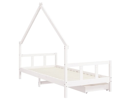 VIDAXL - Lit enfant Cadre de lit d'enfants tiroirs blanc 90x190 cm bois pin mass...