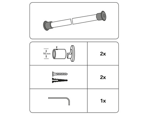 Wandbeugels voor Memphis, RVS-look, Ø 16 mm, 2 st.