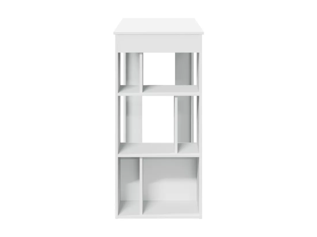 Table de bar avec étagères blanc bois d'ingénierie