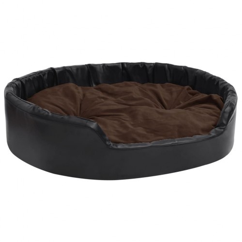 Sofá Vidaxl com almofada lavável, preto e marrom, para animais de estimação.