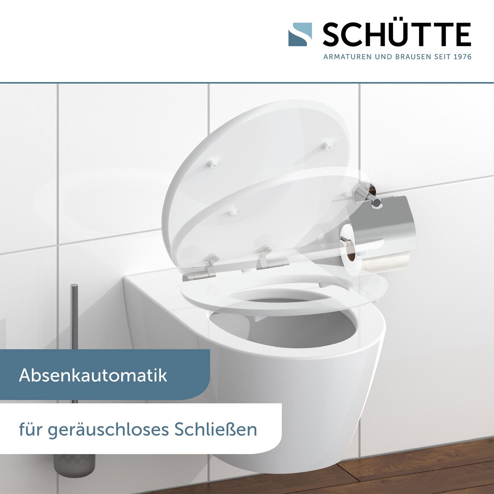 SCHÜTTE WC-Sitz High Gloss Flowers&Wood MDF Weiß ca. 37,5 x 3 x 44,5 cm