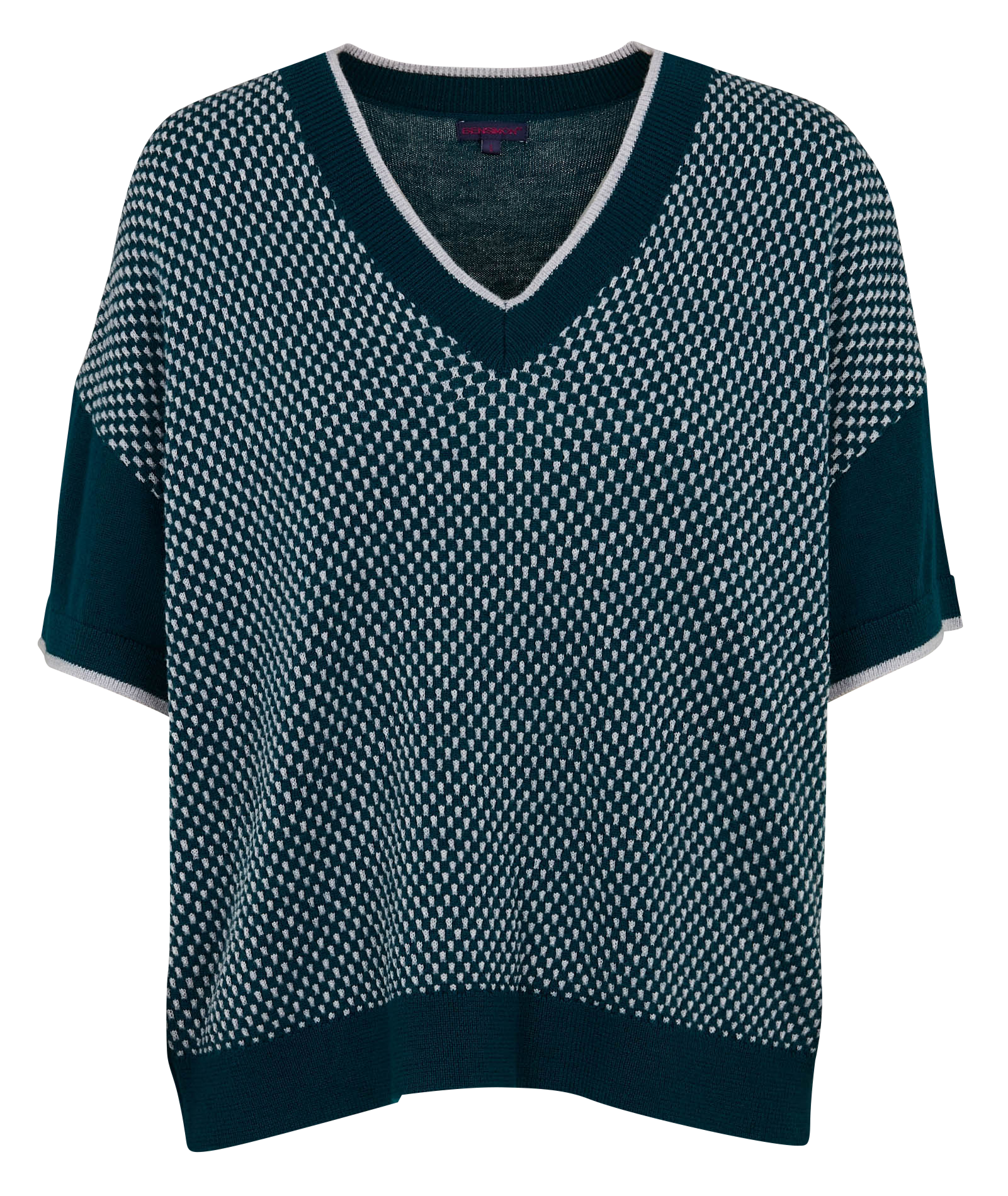 LOLITA - Pull manches courtes brodé en laine mérinos | Vert