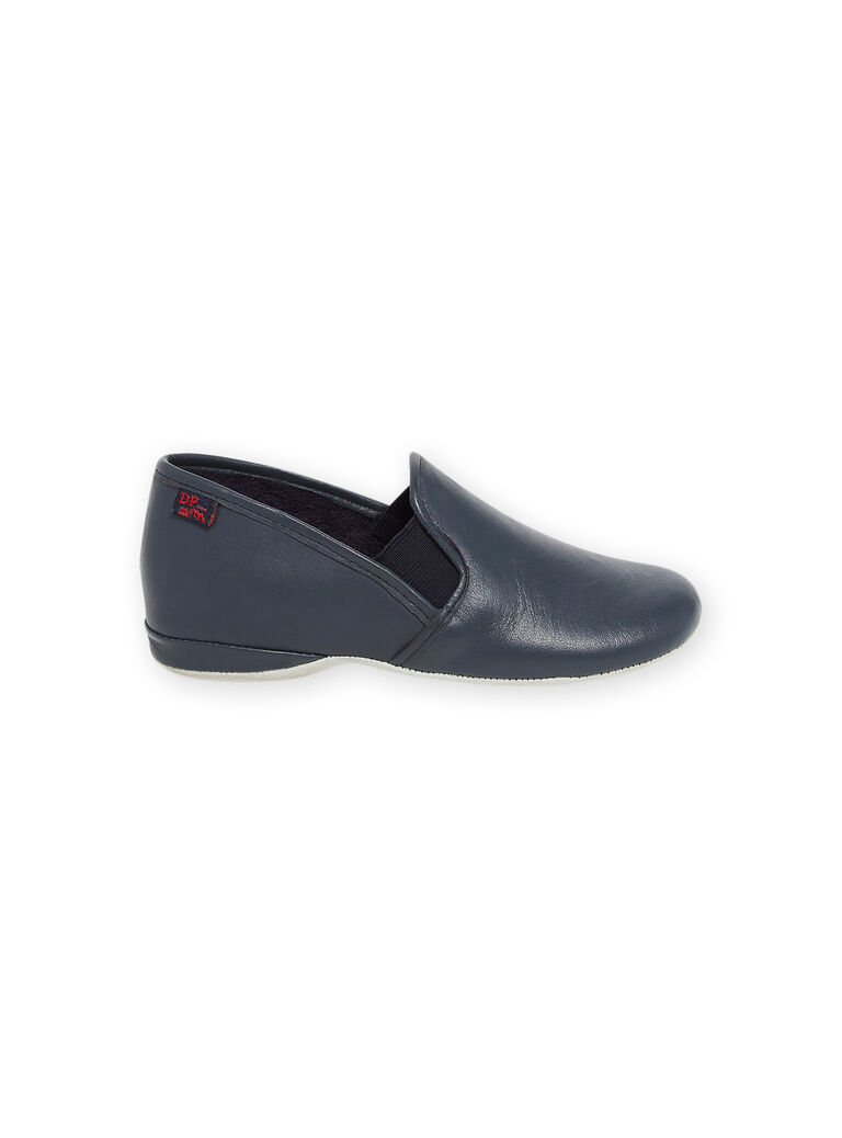 Pantoufles en cuir bleu marine enfant garçon