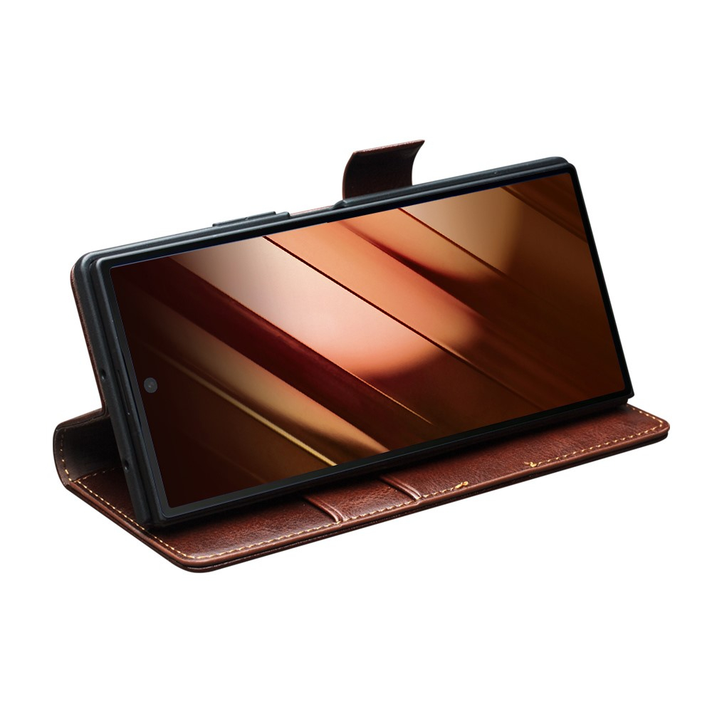 Samsung Galaxy Z Fold7 Echtleder Tasche Flip Cover mit Kartenfächer - Braun