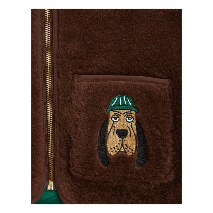 Mini Rodini Veste Polaire Polyester Recyclé Chien | Chocolat