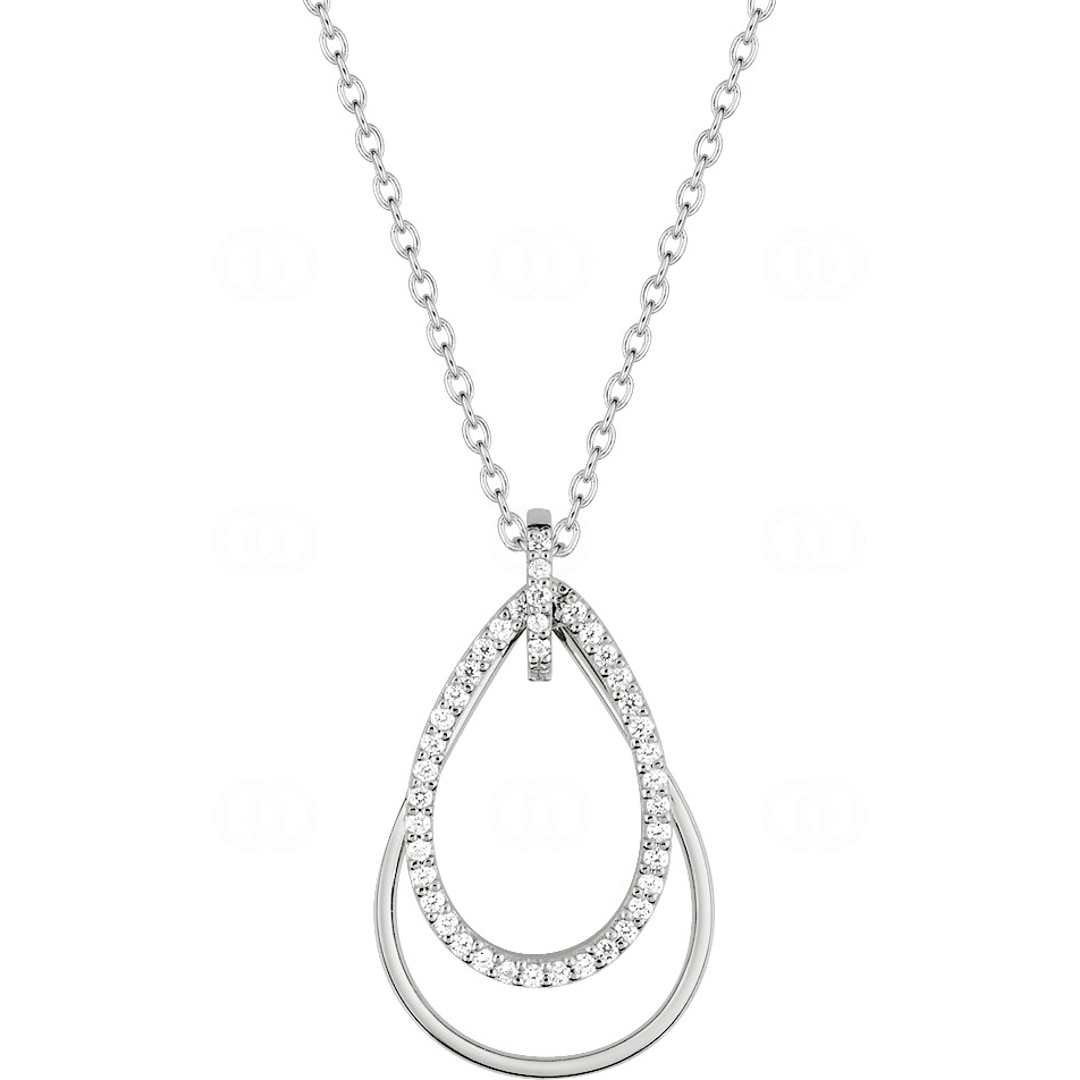 Collier mit Anhänger 925 Silber rhodiniert mit Zirkonia 43cm