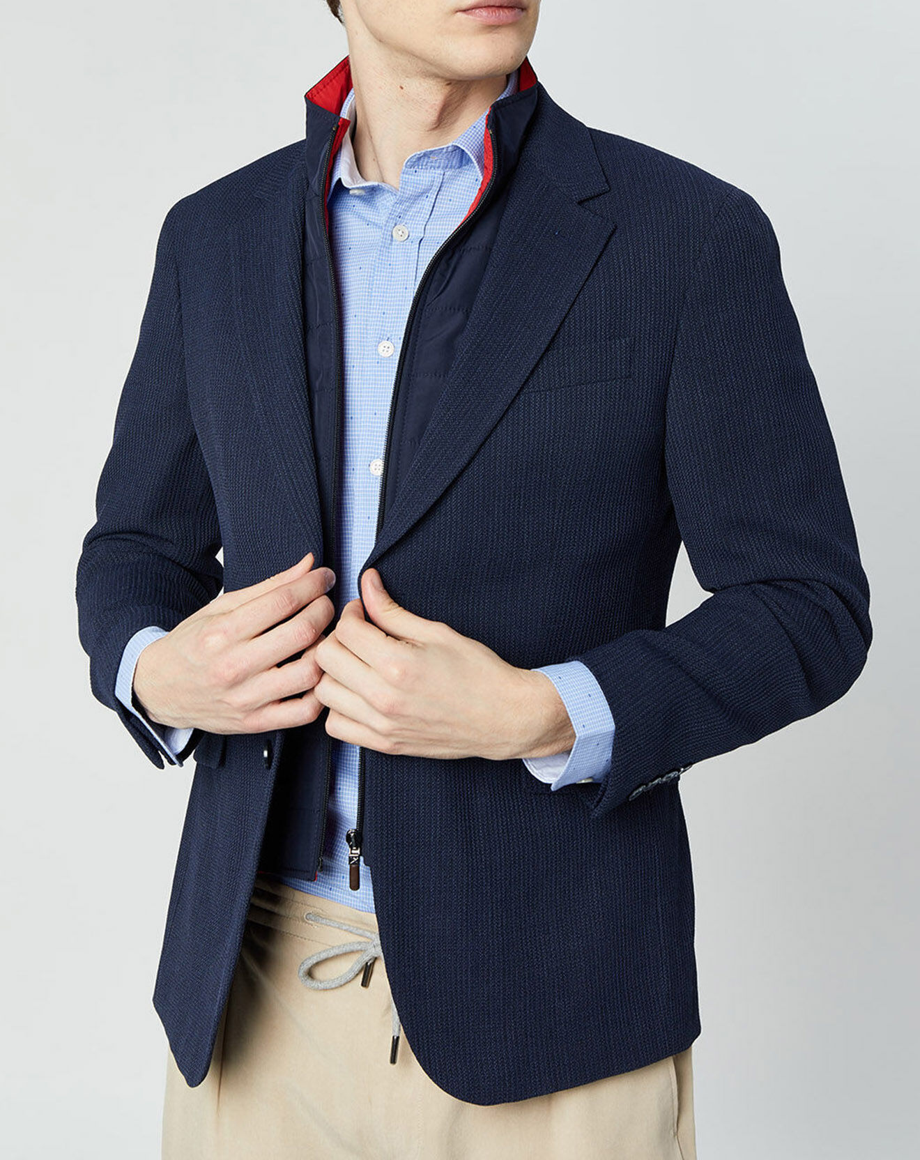 Hackett London Blazer en Laine mélangée à parmenture amovible bleu foncé