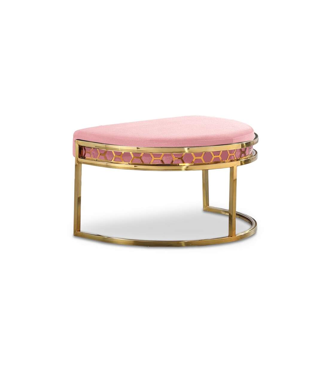 Paris Prix - Pouf Design En Velours honey 75cm Rose