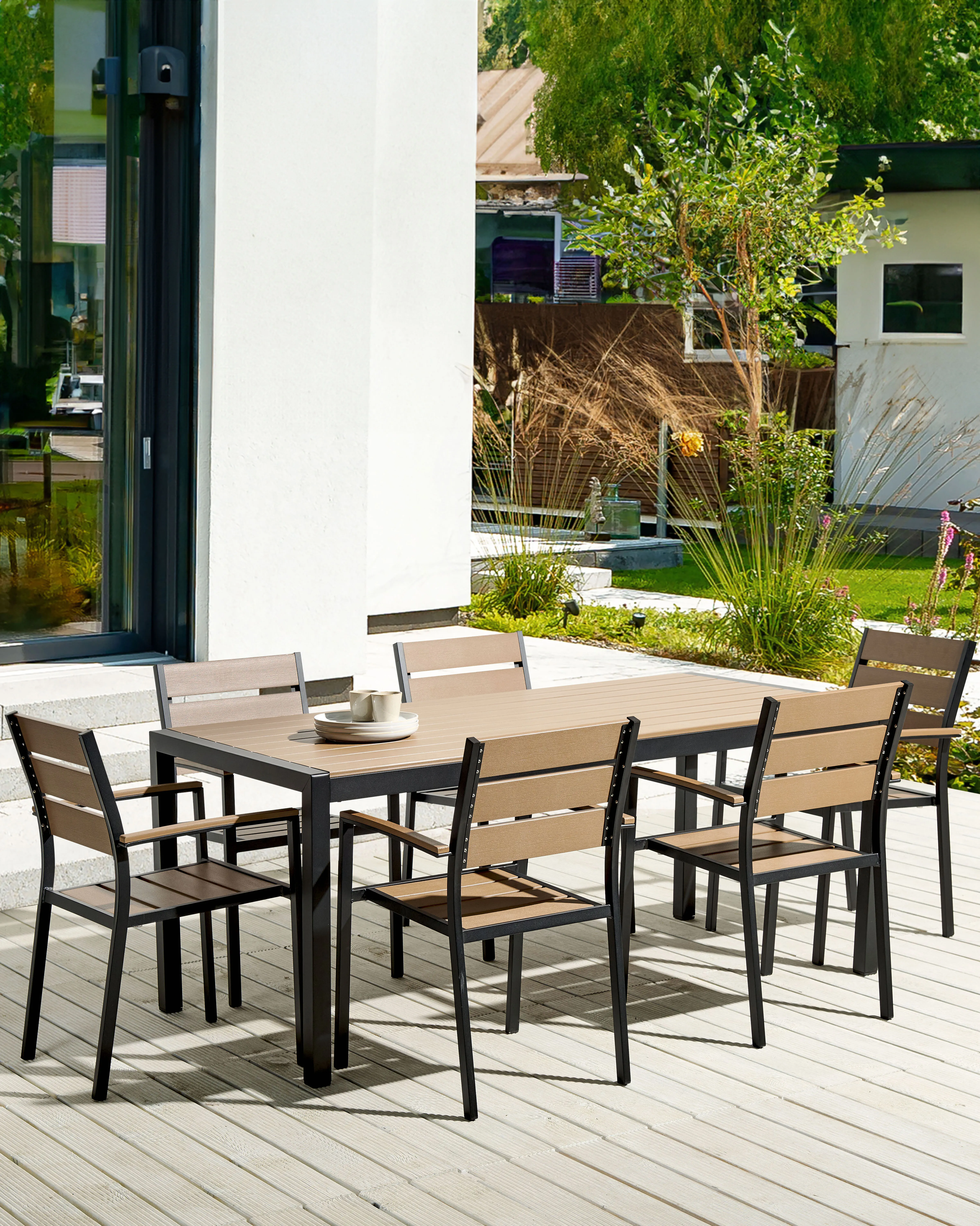Set van 6 tuinstoelen VERNIO Bruin/zwart