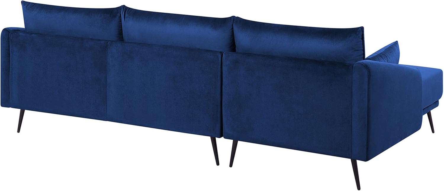 Beliani 3-Sitzer Ecksofa Samt Marine blau Sofa mit Kissen Chaiselongue rechts Varde