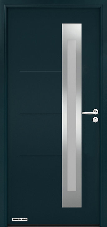 Porte d'entrée Hörmann acier galvanisé l.90 x h.215 cm poussant gauche THP780S gris anthracite ral 7016