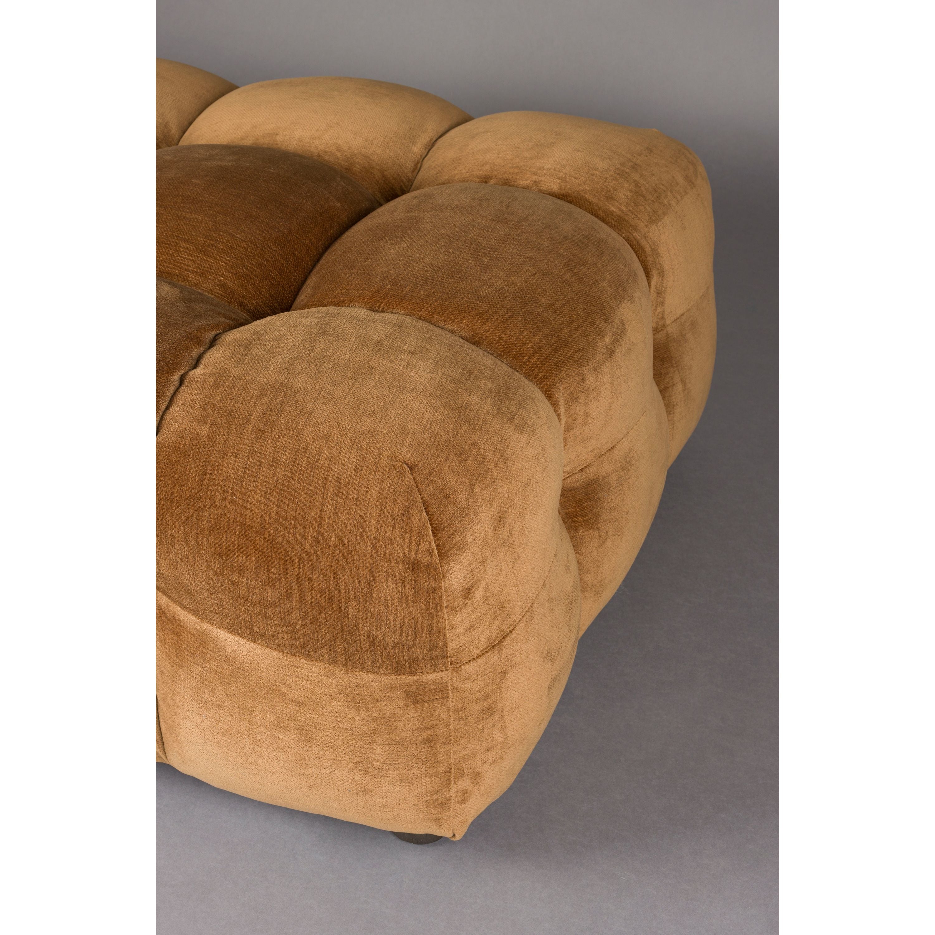 Dutchbone Hackman Hocker Velours Cognac Bruin