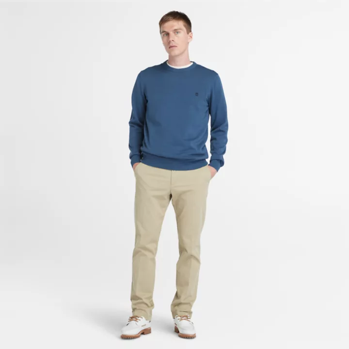 Pull à col rond Williams River pour homme en bleu marine
