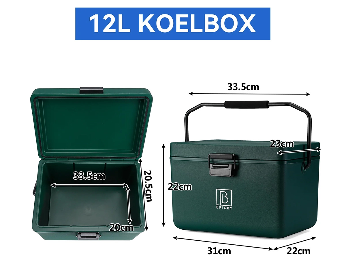 Brisby Frigobox 12 liter koelbox met koelelementen - Green