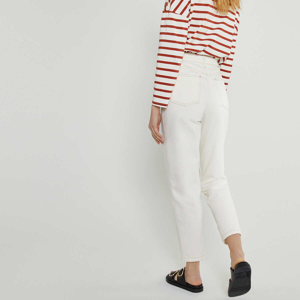 COLEÇÕES LA REDOUTE<br>Mom jeans, algodão orgânico, Signature PAULINE
