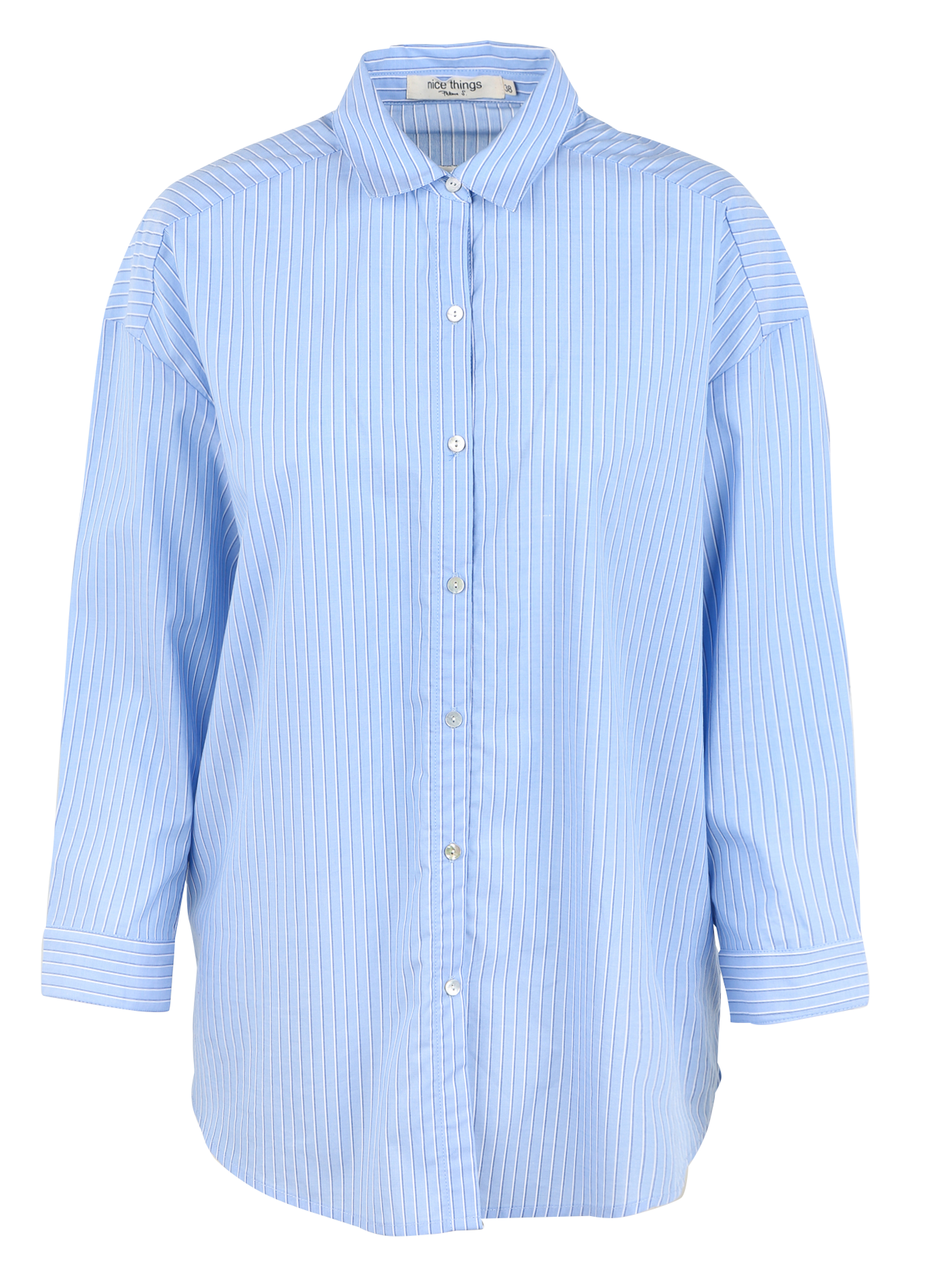 Chemise ample col classique en coton | Bleu