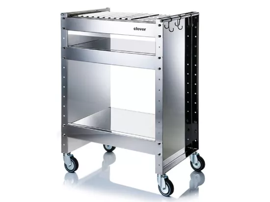 Barbecue à charbon de bois avec roues, structure et grille en acier inoxydable, 59 x 40,50 x 82 cm. CLOVER