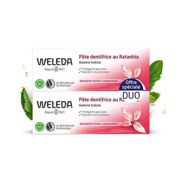 Weleda Soin Bucco-Dentaire Pâte Dentifrice au Ratanhia Lot de 2 x 75ml