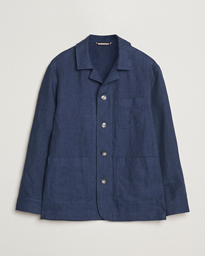 BOSS BLACK Carper Linen Shirt Jacket Dark Blue