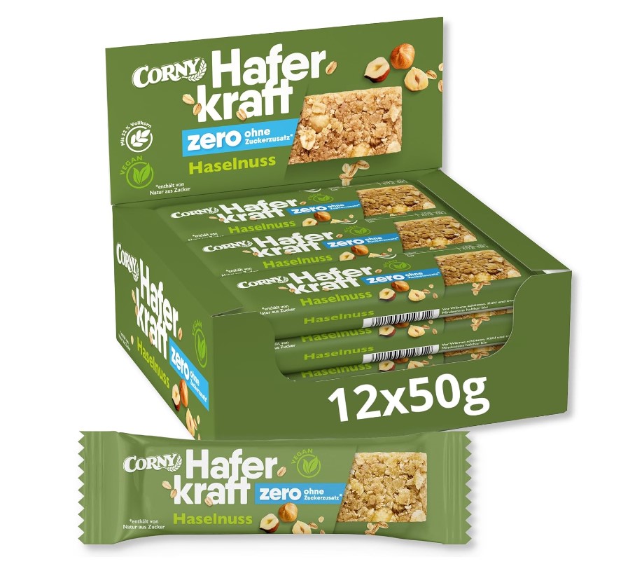 12x Corny Haferkraft Zero Haselnuss á 50g=600g MHD:12.6.25