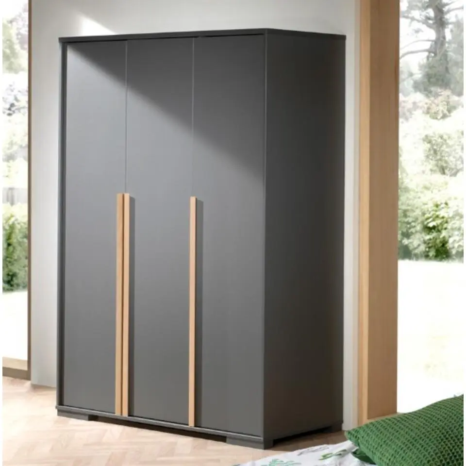 Kledingkast London 146cm met 3 deuren - antraciet