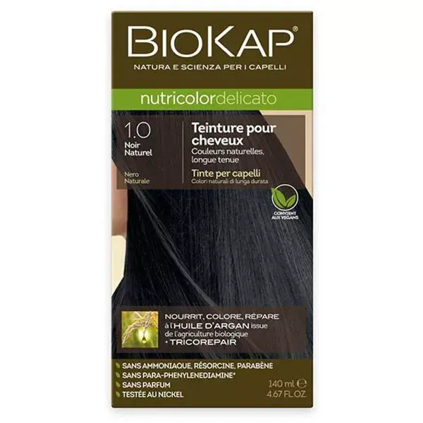 Biokap Nutricolor Delicato Hair Dye 1.0 Noir Naturel 140ml