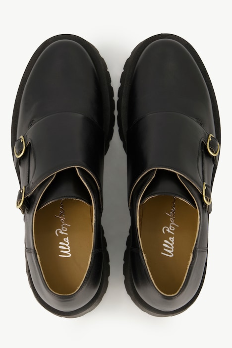 Leder-Slipper, Schnallen, Wechselfußbett, Weite H