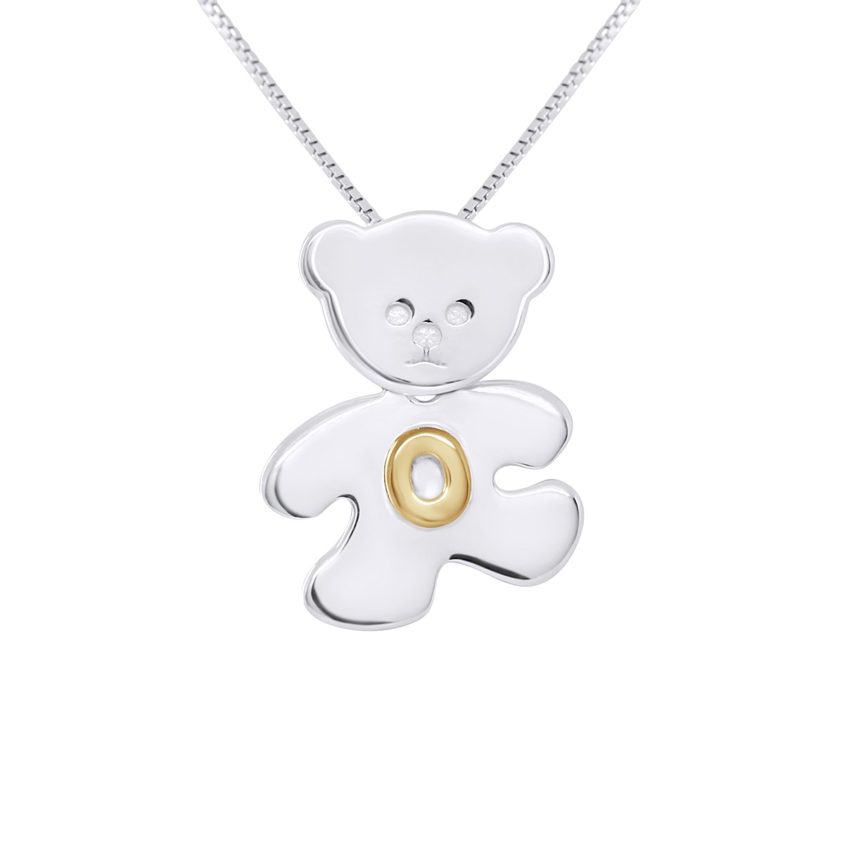 Pendentif OURSON Argent - Lettre O plaqué Or Jaune