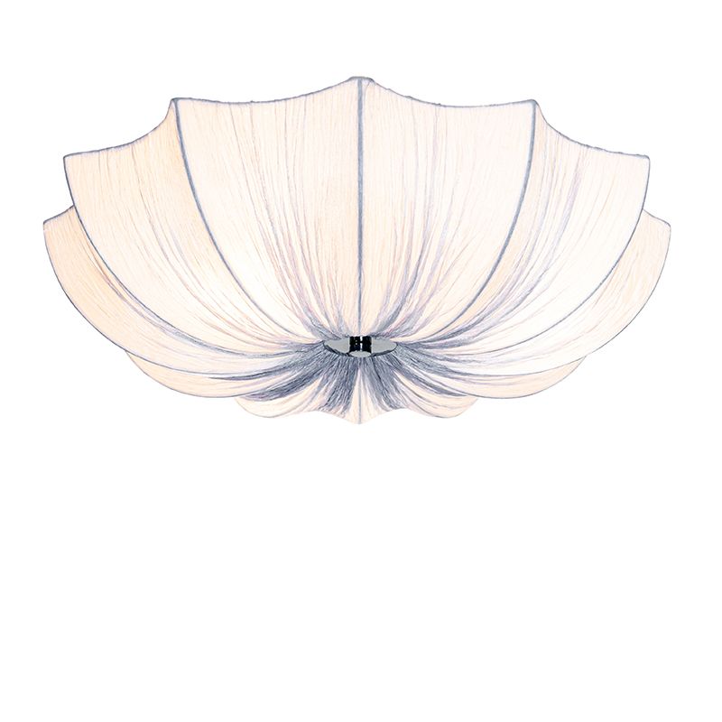 Japandi plafondlamp grijs zijden 52cm 3-lichts - Plu