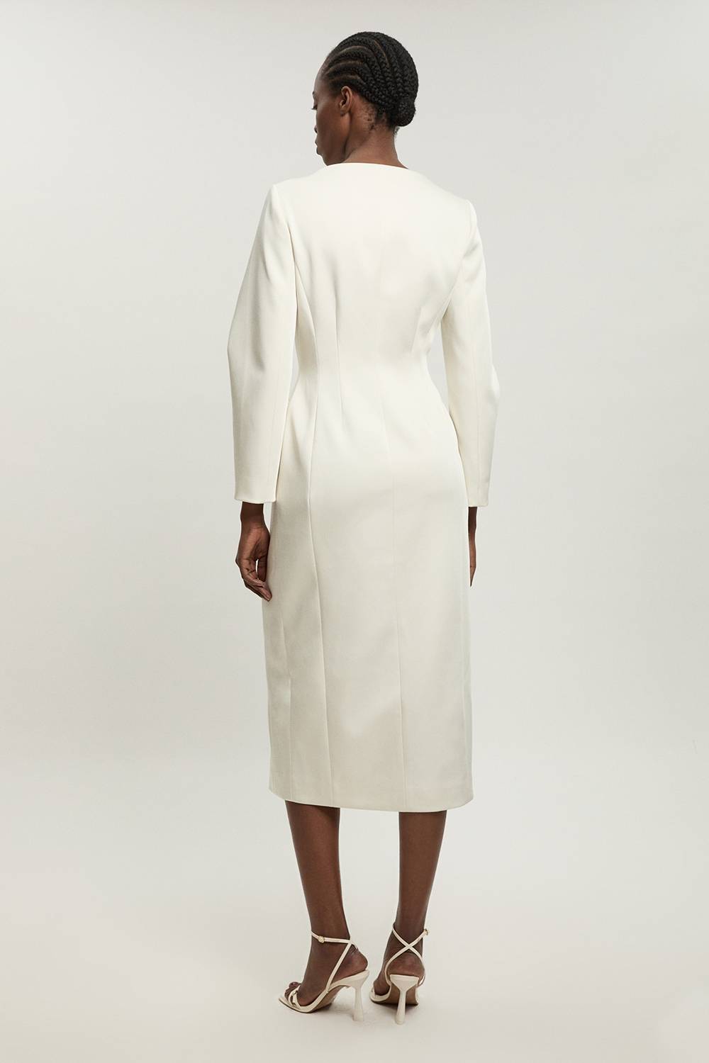 KarenMillen Robe Midi Cintrée En Satin À Boutonnage Apparent Petite