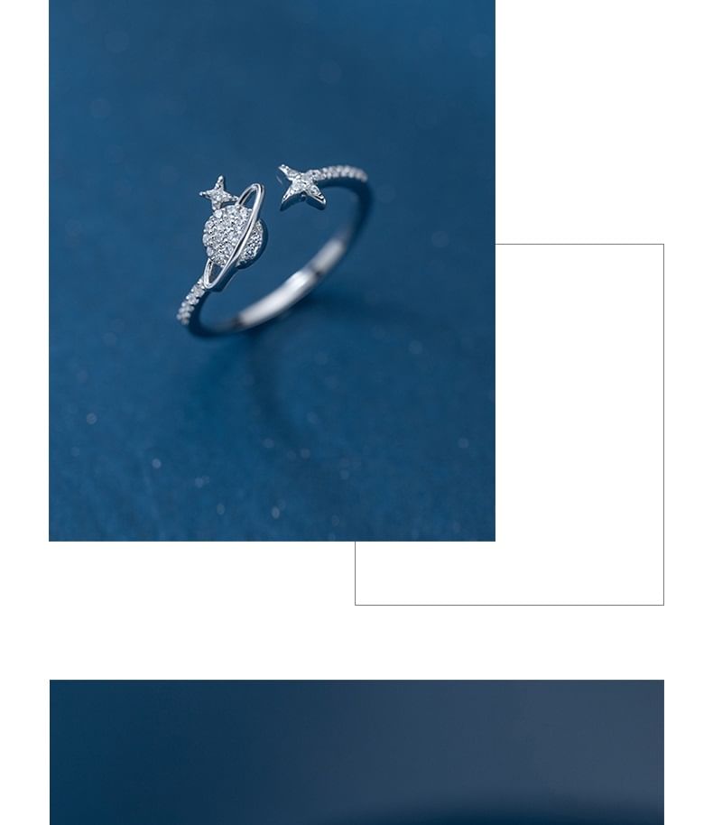 A'ROCH - S925 Sterling Zilveren Planeet Strass Open Ring