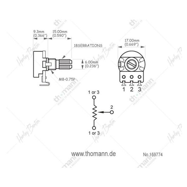 Harley Benton Parts Potentiometer A500KOhm