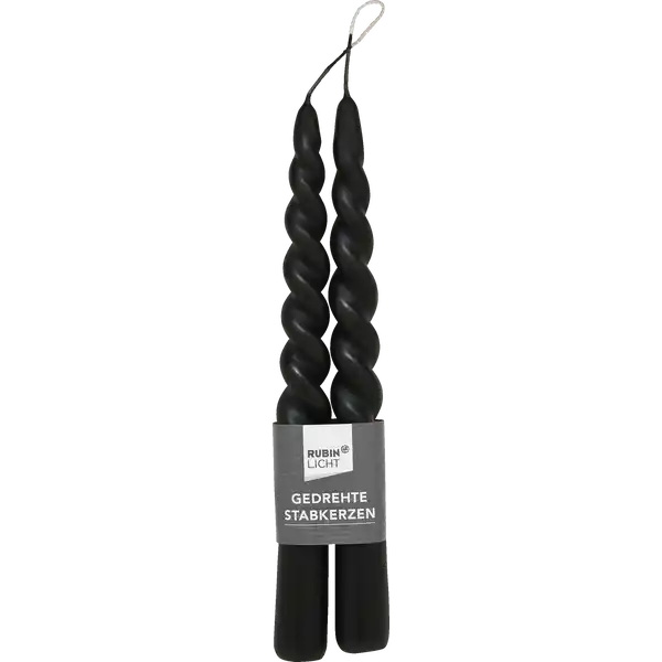 2er Set gedrehte Stabkerzen schwarz gr.