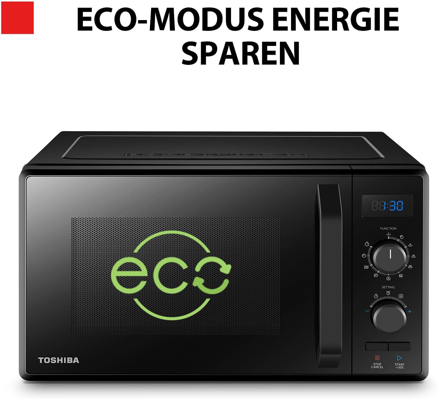 Toshiba MW2-AG23PF(BK) Mikrowelle / 3-in-1 Mikrowelle mit Grill & Kombi-Funktion/Freistehend / 23L / 900W / 1000W Grill/energiesparender ECO-Funktion/Drehteller mit Positionsspeicher/Schwarz