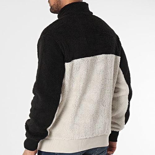 Sweat Fourrure Col Montant Zippé 219442 Beige Noir