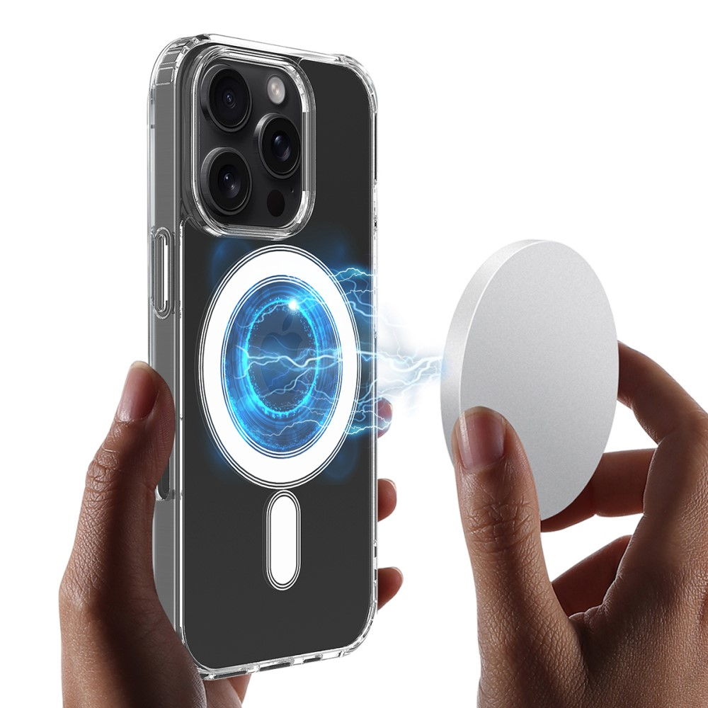 iPhone 16 Pro MagSafe Hybrid Hülle TPU Bumper Acryl Rückseite Air Cushion Fallschutz - Transparent
