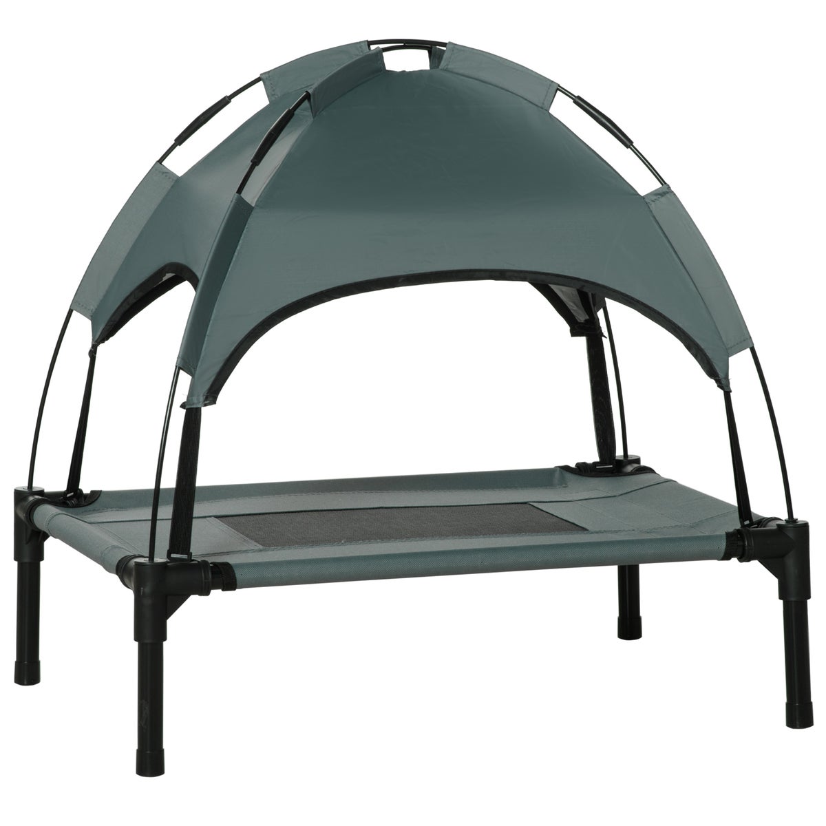 PawHut hondenbed, L61 x B46 x H62 cm, metaal, Oxford, mesh, taft, grijs+zwart