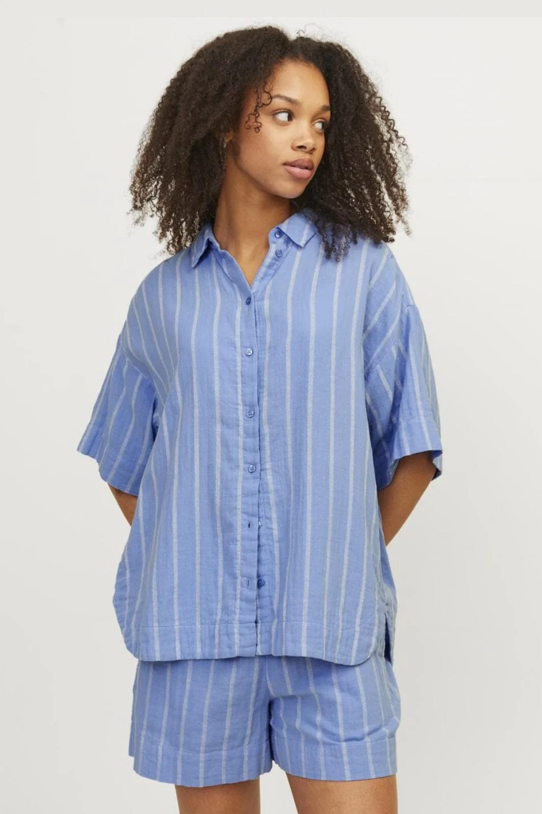 Jjxx Jxmia Ss Muslin Shirt 4483095 silver lake blue white