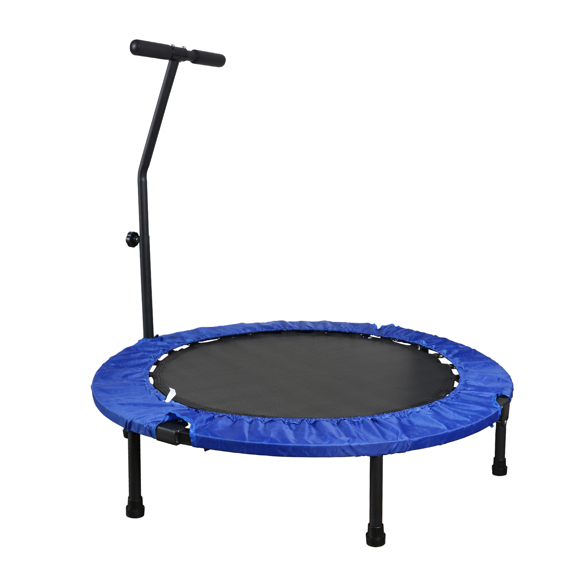 Fitness Trampolin mit Haltestange blau