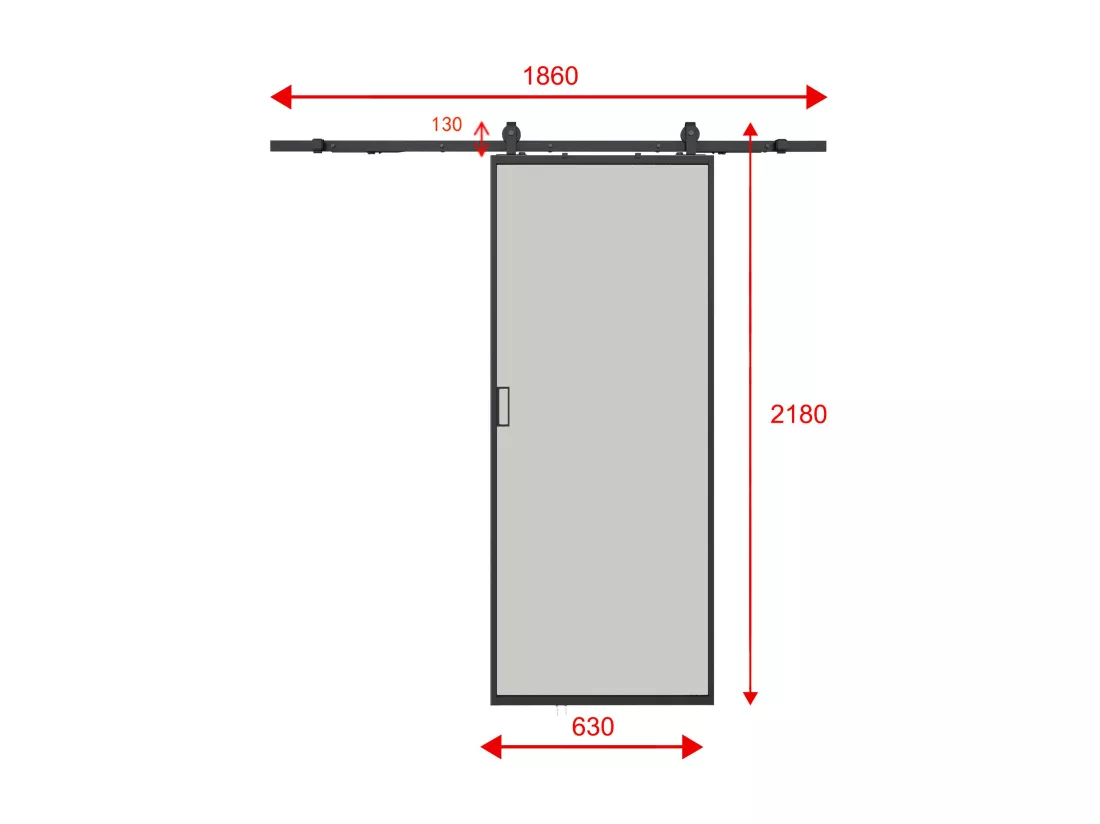 Porte coulissante avec système en applique - aluminium et verre trempé dépoli - H205 x L63 cm - LINCI II