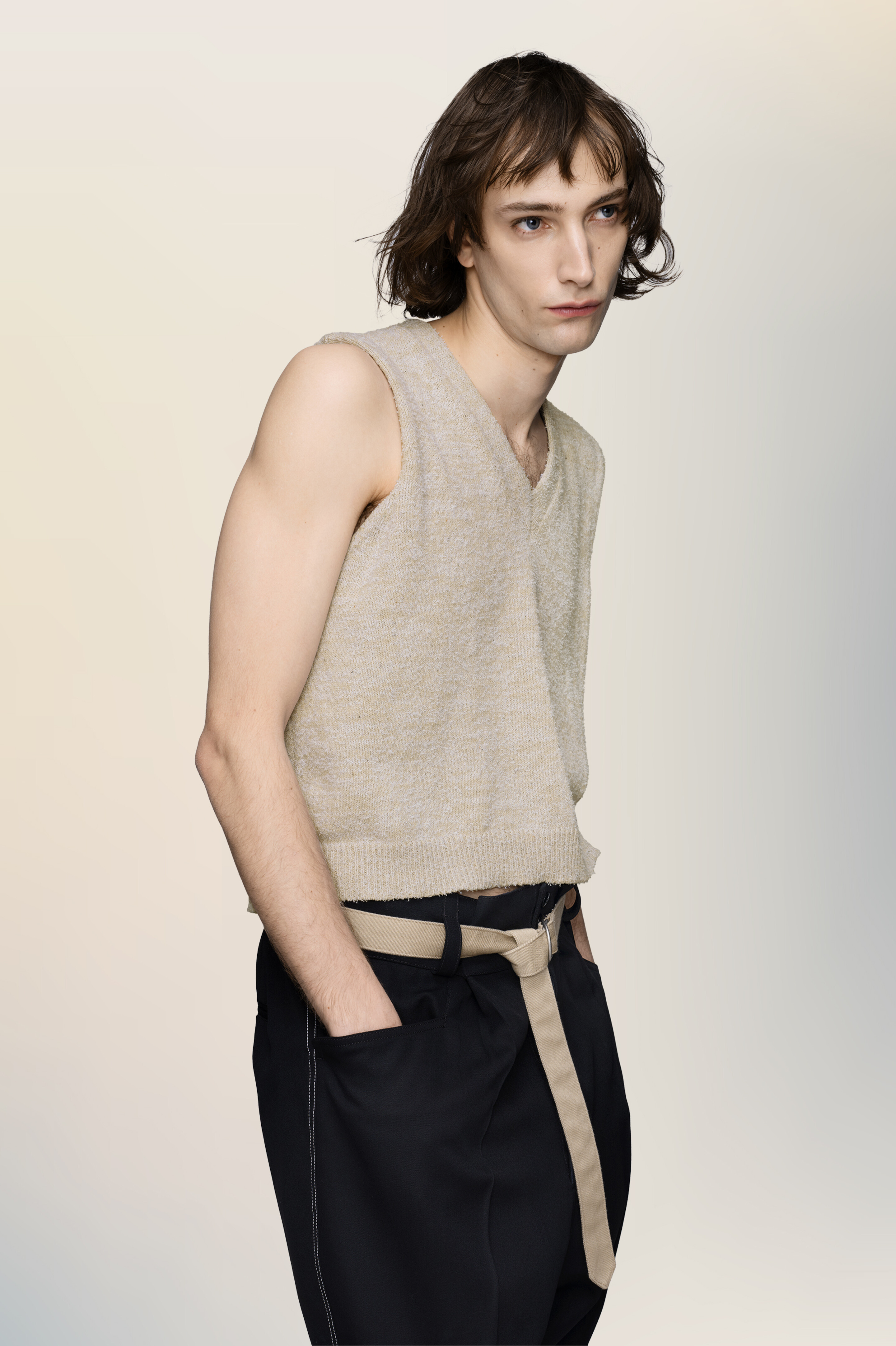 Gilet en maille bleu en coton pour homme