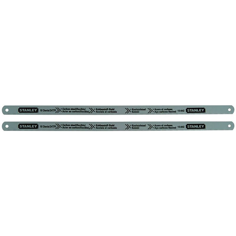 Lame de scie à métaux 30 cm Stanley flexibles LION, 10 dents/pouce - Lot de 2