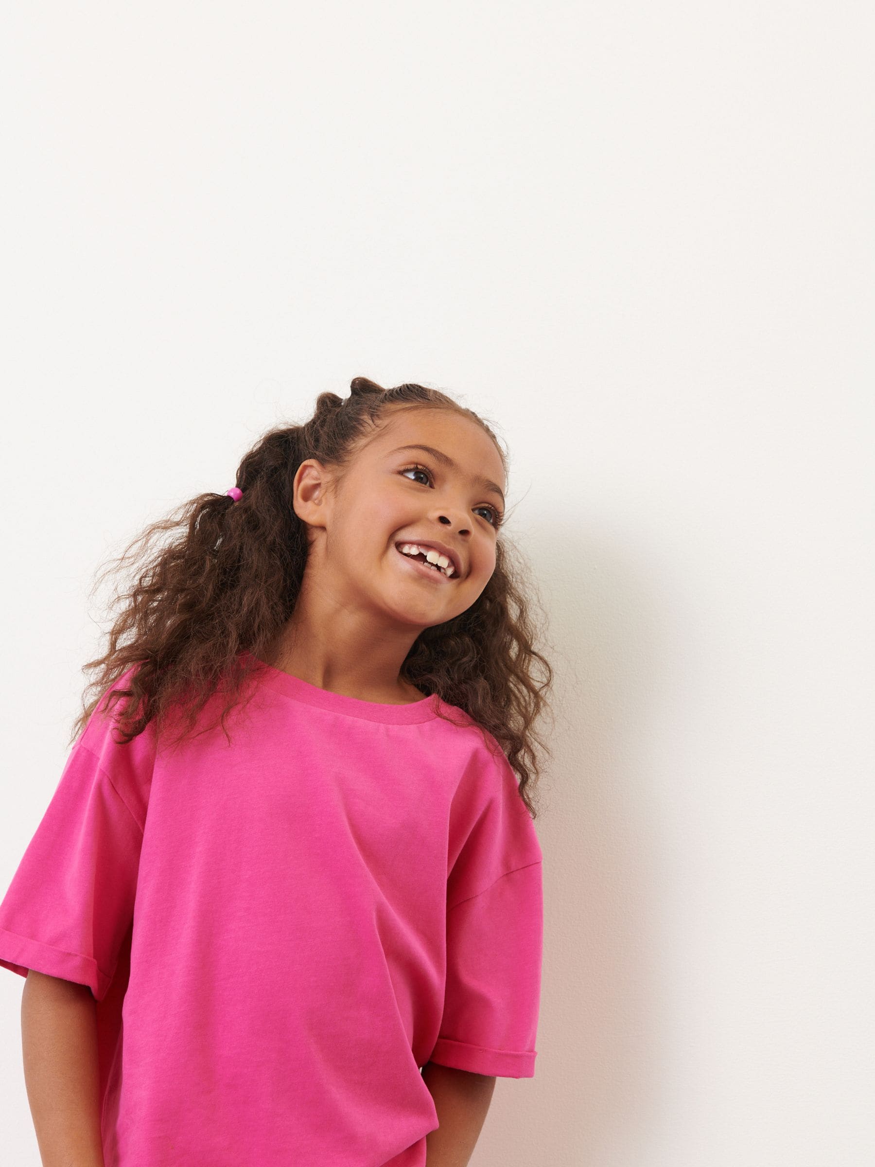 Magenta-roze - Oversized T-shirt (3-16 jr)