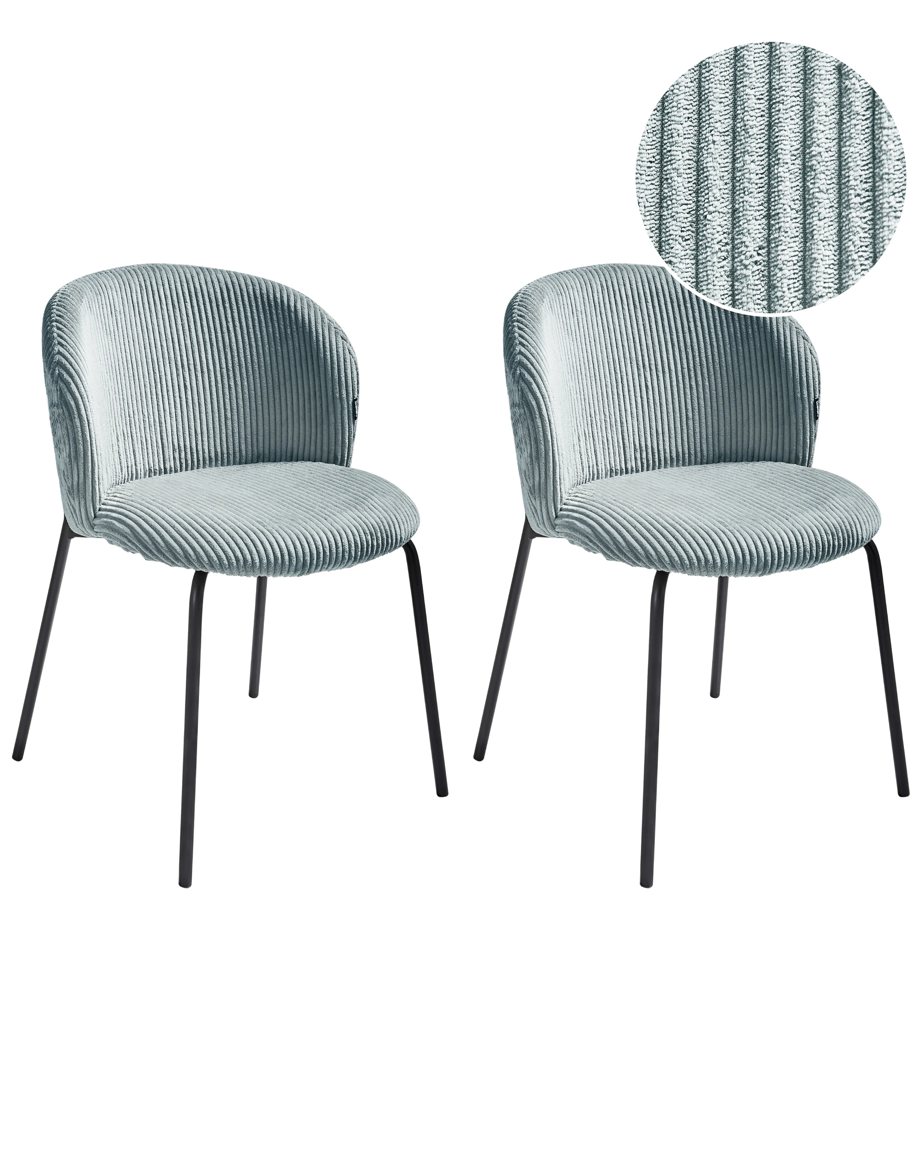 Set van 2 eetkamerstoelen MILES Corduroy Lichtblauw