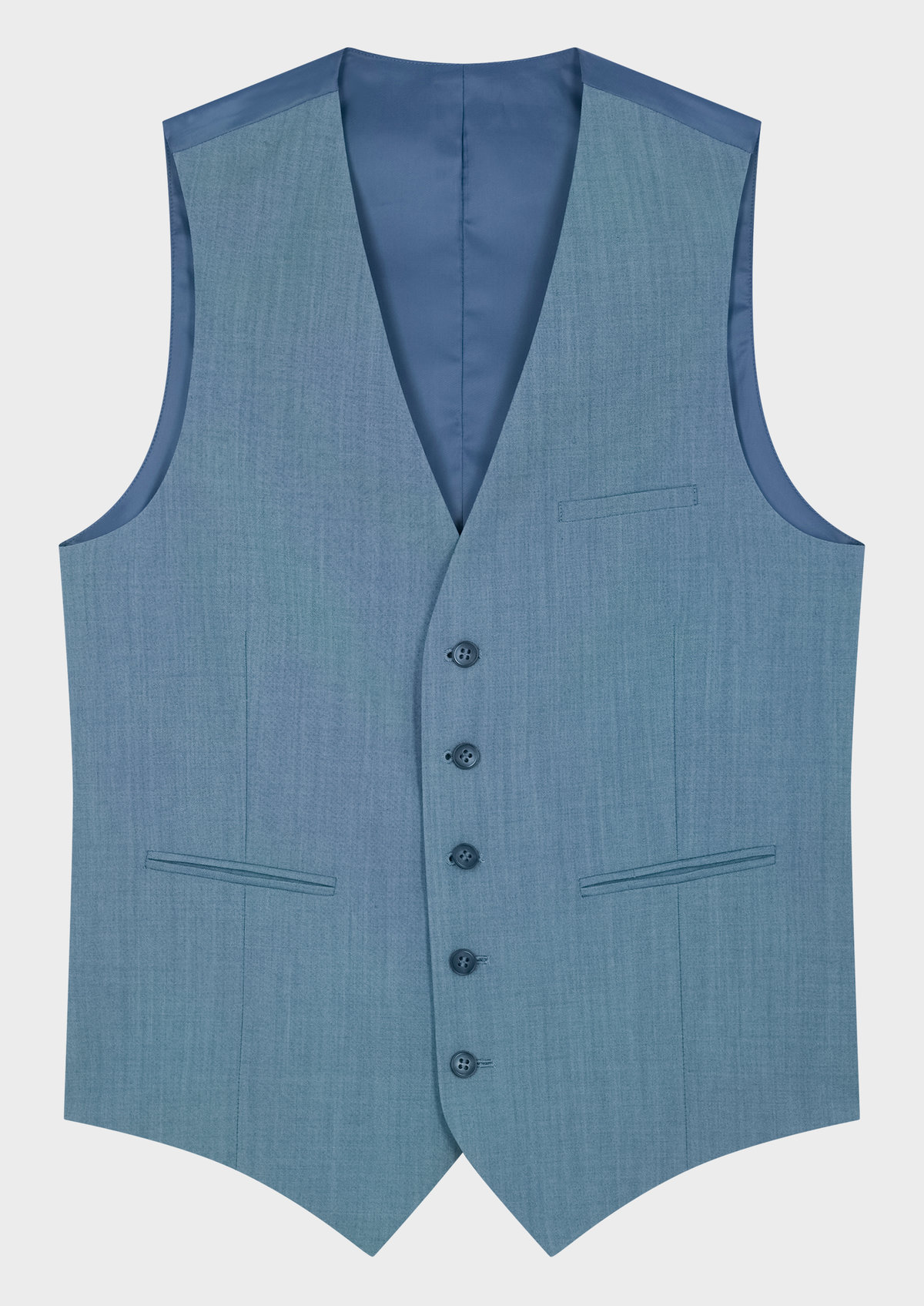 Gilet de costume en laine unie bleu céruléen