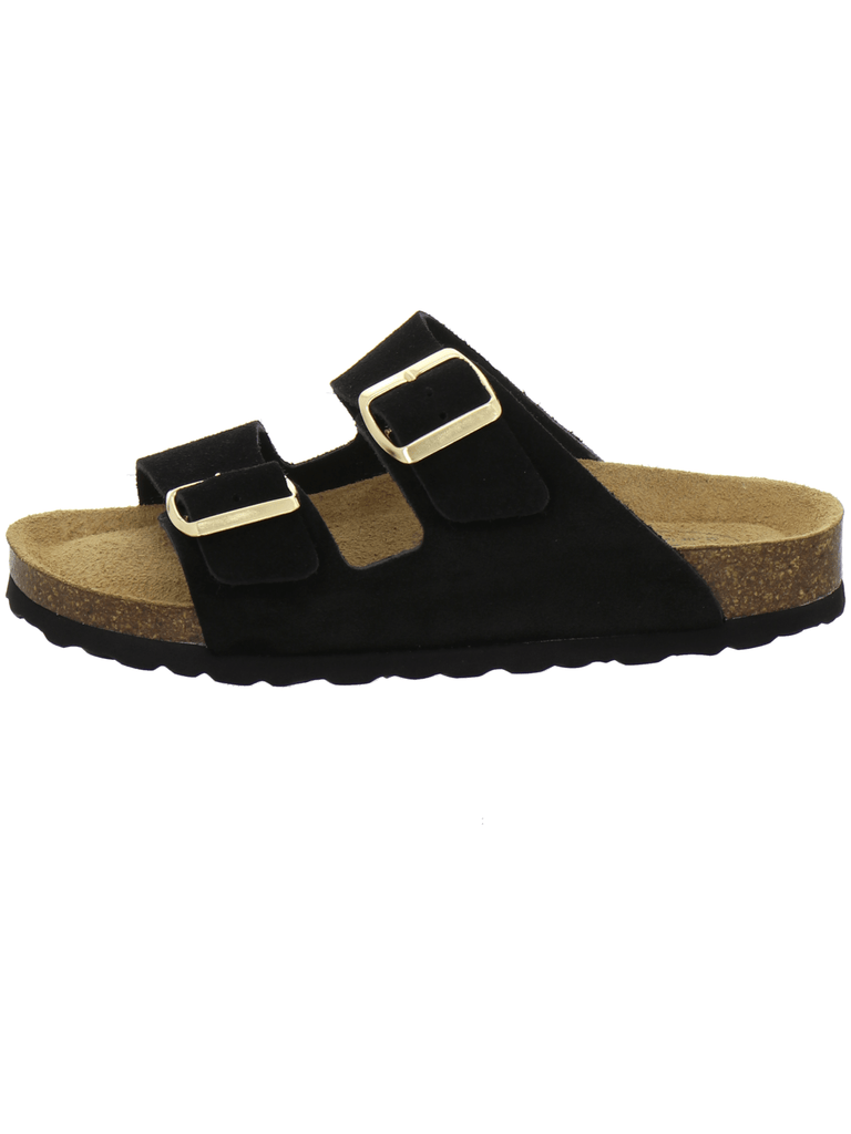 Pantoletten Damen Zweischnaller schwarz Velour