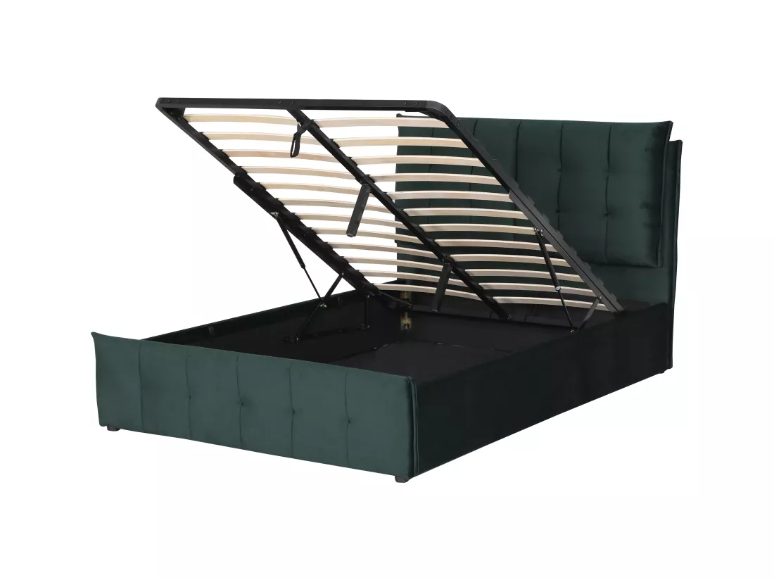 Lit coffre 160 x 200 cm - Velours - Vert - OLERIA