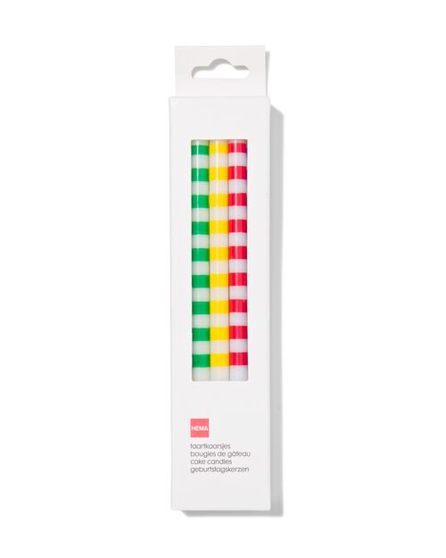 10 bougies d’anniversaire avec support - rayures - 12cm