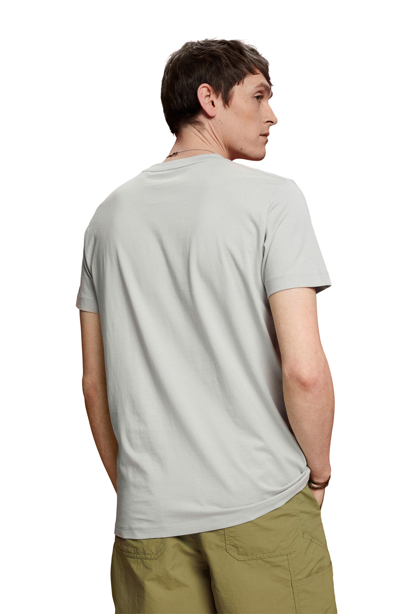 Camiseta de algodão de corte regular - Estampa cinza