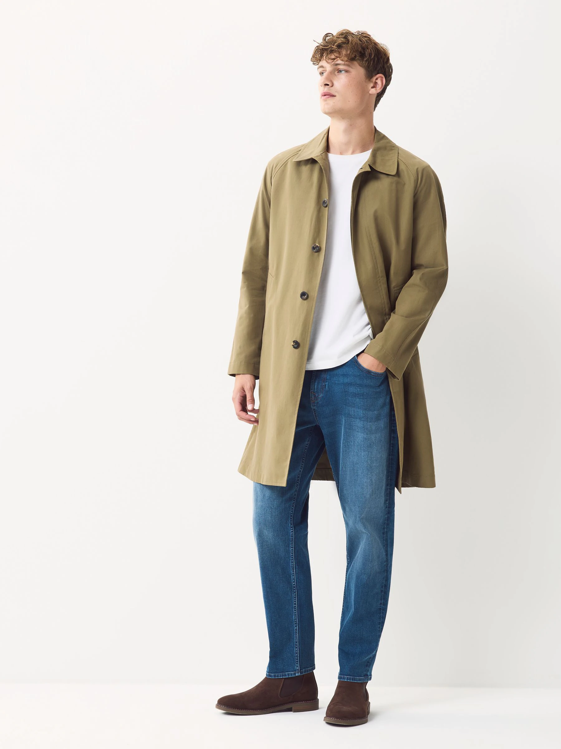 Blauw - Klassieke stretchjeans met standaard taps toelopende pasvorm